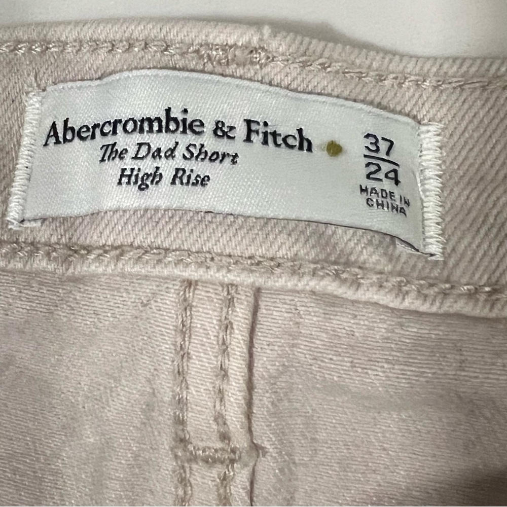 Abercrombie & Fitch women's The Dad Short High Rise‎ 37/24 beige jean shorts NWT - Picture 5 of 10